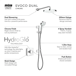 Mira Sh Mira Evoco Dual Outlet Chrome Thermostatic Mixer Shower