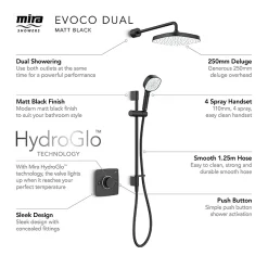 Mira Sh Mira Evoco Dual Outlet Matt Black Thermostatic Mixer Shower