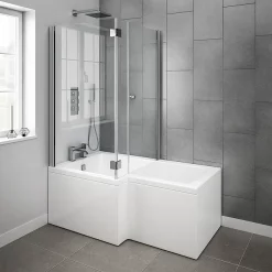 Milan Bathroom Milan Shower Bath Enclosure - 1500mm L-Shaped Inc. Hinged Screen + Panel