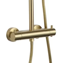 Just Taps Plu JTP Vos Brushed Brass Thermostatic Shower