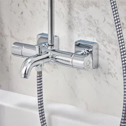 Hansgrohe Vernis Shape EcoSmart Showerpipe 230 Thermostatic Bath Shower Mixer 12 Hansgrohe Vernis Shape EcoSmart Showerpipe 230 Thermostatic Bath Shower Mixer -Shower Baths Discount 26098000.ai3