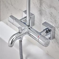 Hansgrohe Vernis Shape EcoSmart Showerpipe 230 Thermostatic Bath Shower Mixer 13 Hansgrohe Vernis Shape EcoSmart Showerpipe 230 Thermostatic Bath Shower Mixer -Shower Baths Discount 26098000.ai4