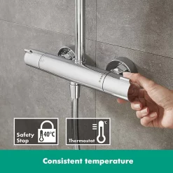 Hansgrohe Crometta S Showerpipe 240 1 Jet With Thermostatic Bath Mixer -Shower Baths Discount 27267000 d3n 1