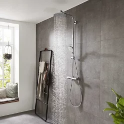 Hansgrohe Crometta E EcoSmart Showerpipe 240 Thermostatic Shower Mixer -Shower Baths Discount 27267000 d4n 2