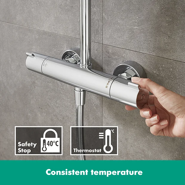 Hansgrohe Crometta E Showerpipe 240 Thermostatic Shower Mixer 6 Hansgrohe Crometta E Showerpipe 240 Thermostatic Shower Mixer - Image 4