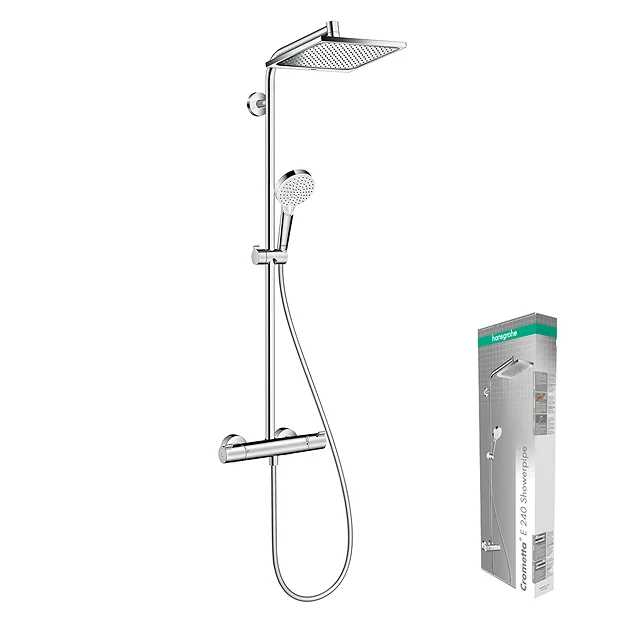 Hansgrohe Crometta E Showerpipe 240 Thermostatic Shower Mixer 3 Hansgrohe Crometta E Showerpipe 240 Thermostatic Shower Mixer