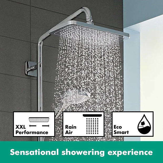 Hansgrohe Croma E Showerpipe 280 EcoSmart 9 L/min Thermostatic Shower Mixer 8 Hansgrohe Croma E Showerpipe 280 EcoSmart 9 L/min Thermostatic Shower Mixer - Image 6