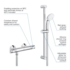Grohe Precision Flow Thermostatic Shower Mixer 1/2" With Shower Set For Low Pressure