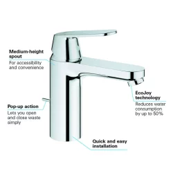 Grohe Euro Ceramic 600mm Complete Basin Package (Cosmo Smart Tap + Waste Included) -Shower Baths Discount 39642000 d1