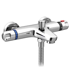 Victorian Plumbing Apollo Wall Mounted Thermostatic Bath Shower Mixer + Slider Rail Kit -Shower Baths Discount 4bsmtsk1 d1