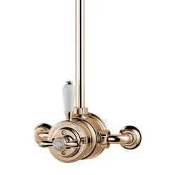 Aqualisa - Aquatique Thermo Exposed Thermostatic Valve With 8" Drencher Head & Riser Rail - Gold 7 Aqualisa - Aquatique Thermo Exposed Thermostatic Valve With 8" Drencher Head & Riser Rail - Gold -Shower Baths Discount 500.10.04551.04 d1