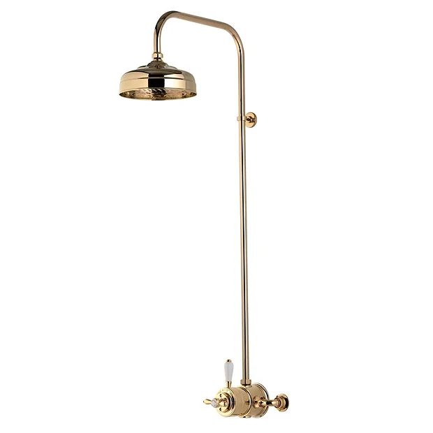 Aqualisa - Aquatique Thermo Exposed Thermostatic Valve With 8" Drencher Head & Riser Rail - Gold 4 Aqualisa - Aquatique Thermo Exposed Thermostatic Valve With 8" Drencher Head & Riser Rail - Gold - Image 2