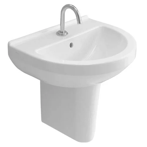 VitrA - S50 45cm Round Cloakroom Basin And Half Pedestal - 1 Tap Hole 3 VitrA - S50 45cm Round Cloakroom Basin And Half Pedestal - 1 Tap Hole