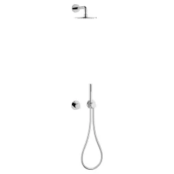 Keuco Ixmo Round Thermostatic Shower System With Head + Handset - Chrome