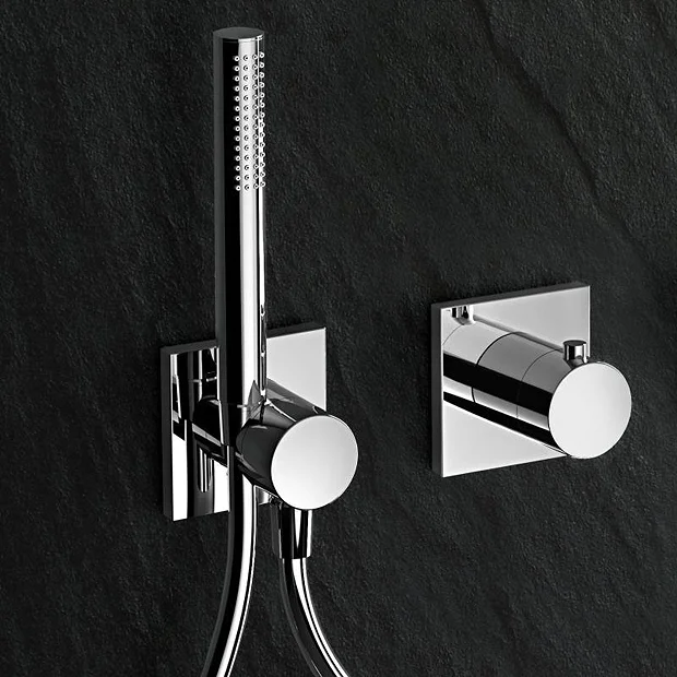 Keuco Ixmo Square Thermostatic Shower System With Head + Handset - Chrome 6 Keuco Ixmo Square Thermostatic Shower System With Head + Handset - Chrome - Image 4