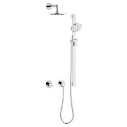 Keuco Ixmo Round Thermostatic Shower System With Head + Slide Rail Kit - Chrome