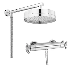 Chatsworth Traditional Crosshead Shower Bar Valve + 200mm Overhead Shower -Shower Baths Discount 61axsvfh lrg