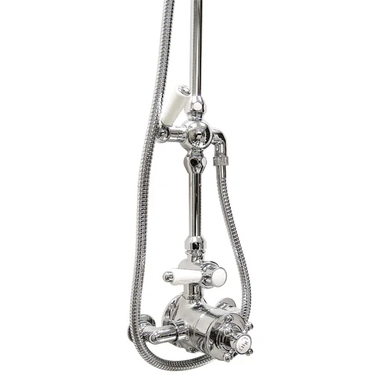 Hudson Reed Twin Shower Valve With Victorian Grand Rigid Riser Kit - Chrome 6 Hudson Reed Twin Shower Valve With Victorian Grand Rigid Riser Kit - Chrome - Image 4