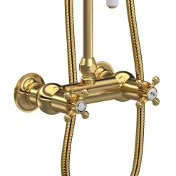 Hudson Reed Brushed Brass Thermostatic Shower Valve & Rigid Riser Kit -Shower Baths Discount a8117 d3