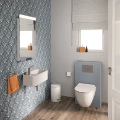 Crosswater Popolo 480 X 250mm (1TH) Wall Hung Cloakroom Basin - White Gloss -Shower Baths Discount aaaaa