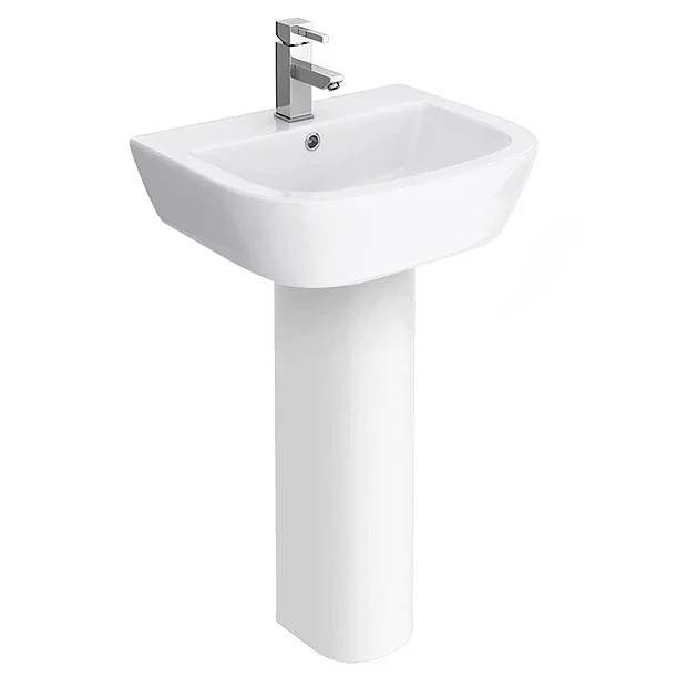 Victorian Plumbing Apollo Basin With Full Pedestal (530mm Wide - 1 Tap Hole) 4 Victorian Plumbing Apollo Basin With Full Pedestal (530mm Wide - 1 Tap Hole) - Image 2