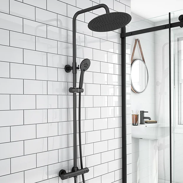 Arezzo Modern Round Thermostatic Shower (300mm Head - Matt Black) 4 Arezzo Modern Round Thermostatic Shower (300mm Head - Matt Black) - Image 2