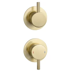 Arezzo Brushed Brass Concealed Individual Stop Tap + Thermostatic Control Valve With Ceiling Mounted Shower Head -Shower Baths Discount arzbisvpk1 detail1