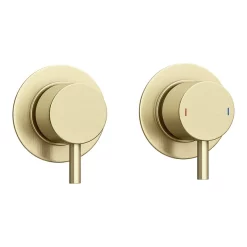 Arezzo Brushed Brass Concealed Individual Diverter + Thermostatic Control Valve With Handset + Ceiling Mounted Shower Head -Shower Baths Discount arzbisvpk2 detail2