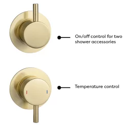 Arezzo Brushed Brass Concealed Individual Diverter + Thermostatic Control Valve With Handset + Ceiling Mounted Shower Head -Shower Baths Discount arzbisvpk2 detail4