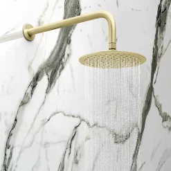 Arezzo Brushed Brass Concealed Individual Stop Tap + Thermostatic Control Valve With Wall Mounted Shower Head 12 Arezzo Brushed Brass Concealed Individual Stop Tap + Thermostatic Control Valve With Wall Mounted Shower Head -Shower Baths Discount arzbisvpk3 n d3