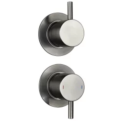 Arezzo Gunmetal Grey Concealed Individual Stop Tap + Thermostatic Control Valve With Wall Mounted Shower Head 9 Arezzo Gunmetal Grey Concealed Individual Stop Tap + Thermostatic Control Valve With Wall Mounted Shower Head -Shower Baths Discount arzgmisvpk3 d1