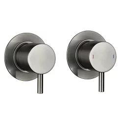 Arezzo Gunmetal Grey Concealed Individual Stop Tap + Thermostatic Control Valve With Wall Mounted Shower Head 11 Arezzo Gunmetal Grey Concealed Individual Stop Tap + Thermostatic Control Valve With Wall Mounted Shower Head -Shower Baths Discount arzgmisvpk3 d3