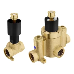 Arezzo Matt Black Concealed Individual Diverter + Thermostatic Control Valve With Handset + 200mm Shower Head -Shower Baths Discount arzisvpk2 d4