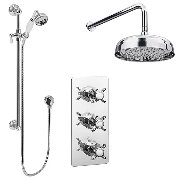 Victorian Plumbing Astoria Traditional Concealed Shower Valve Incl. 8" Head With Arm & Slider Rail 5 Victorian Plumbing Astoria Traditional Concealed Shower Valve Incl. 8" Head With Arm & Slider Rail - Image 3