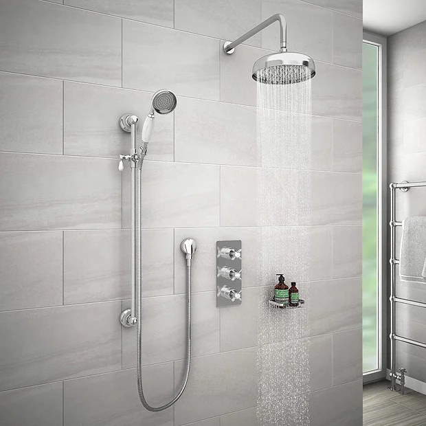 Victorian Plumbing Astoria Traditional Concealed Shower Valve Incl. 8" Head With Arm & Slider Rail 4 Victorian Plumbing Astoria Traditional Concealed Shower Valve Incl. 8" Head With Arm & Slider Rail - Image 2