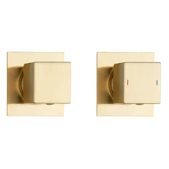Arezzo Brushed Brass Square Thermostatic Shower Pack With 200mm Head + Handset -Shower Baths Discount az39asbbd1