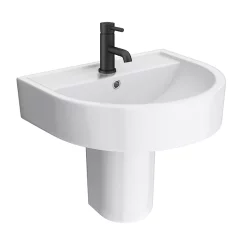 Arezzo 520 Wall Hung Basin 1TH + Semi Pedestal -Shower Baths Discount az52bsp n d2