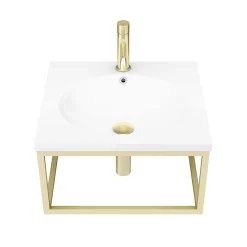 Arezzo 500 Wall Hung Basin With Brushed Brass Towel Rail Frame 11 Arezzo 500 Wall Hung Basin With Brushed Brass Towel Rail Frame -Shower Baths Discount az5bbfrm d4n