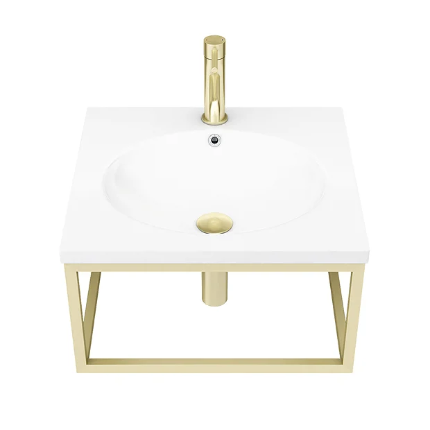 Arezzo 500 Wall Hung Basin With Brushed Brass Towel Rail Frame 6 Arezzo 500 Wall Hung Basin With Brushed Brass Towel Rail Frame - Image 4