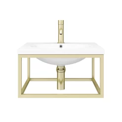Arezzo 500 Wall Hung Basin With Brushed Brass Towel Rail Frame 12 Arezzo 500 Wall Hung Basin With Brushed Brass Towel Rail Frame -Shower Baths Discount az5bbfrm new d4