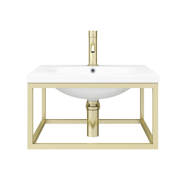 Arezzo 500 Wall Hung Basin With Brushed Brass Towel Rail Frame 7 Arezzo 500 Wall Hung Basin With Brushed Brass Towel Rail Frame - Image 5