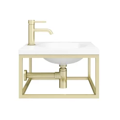 Arezzo 500 Wall Hung Basin With Brushed Brass Towel Rail Frame 13 Arezzo 500 Wall Hung Basin With Brushed Brass Towel Rail Frame -Shower Baths Discount az5bbfrm new d5