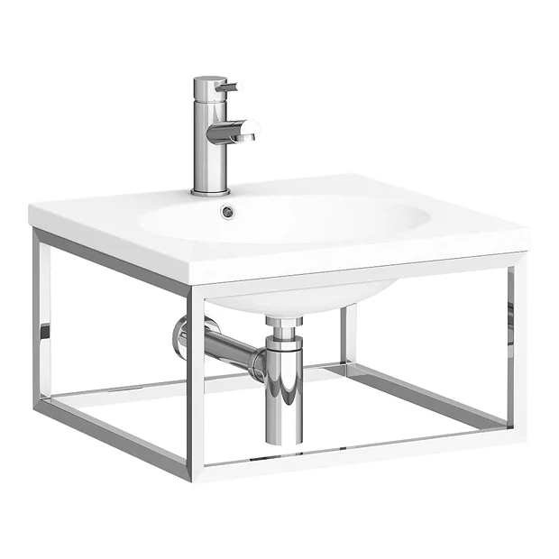 Arezzo 500 Wall Hung Basin With Chrome Towel Rail Frame 4 Arezzo 500 Wall Hung Basin With Chrome Towel Rail Frame - Image 2