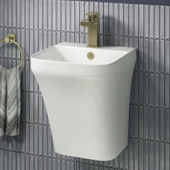 Arezzo Square Matt White Ceramic One Piece Wall Hung Basin 1TH - 365mm Wide