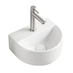 Arezzo Matt White Round Wall Hung Cloakroom Basin 1TH (303 X 255mm)