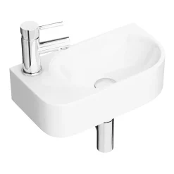 Arezzo 400 X 220mm Curved Wall Hung 1TH Cloakroom Basin 7 Arezzo 400 X 220mm Curved Wall Hung 1TH Cloakroom Basin -Shower Baths Discount az78204 n detail1