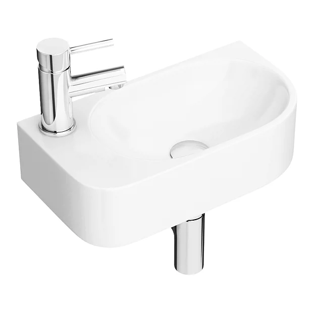 Arezzo 400 X 220mm Curved Wall Hung 1TH Cloakroom Basin 5 Arezzo 400 X 220mm Curved Wall Hung 1TH Cloakroom Basin - Image 3