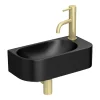 Arezzo 400 X 215mm Curved Wall Hung Cloakroom Basin - Matt Black -Shower Baths Discount az7824b d3