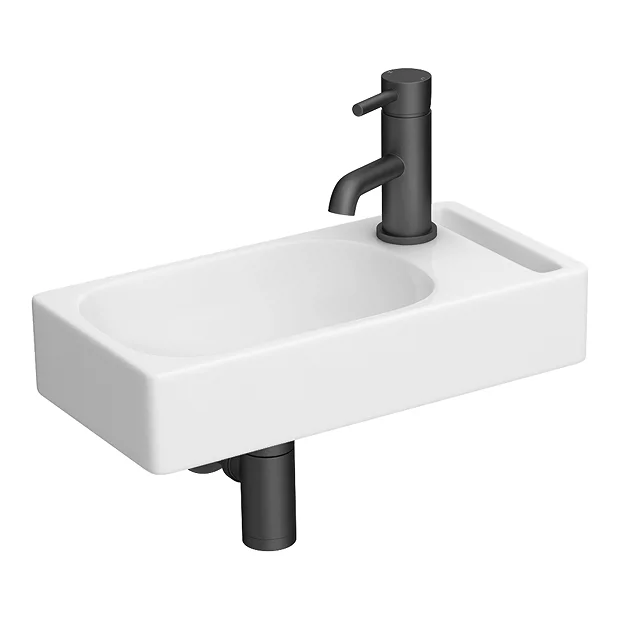 Arezzo Square Wall Hung Cloakroom Basin W. Integrated Towel Rail - Gloss White 3 Arezzo Square Wall Hung Cloakroom Basin W. Integrated Towel Rail - Gloss White