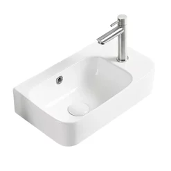 Arezzo 455 X 270mm Curved Offset Wall Hung 1TH Cloakroom Basin -Shower Baths Discount az78578 detail03b